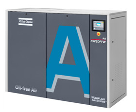 Kompresor udara tanpa minyak Atlas Screw 15kw AQ 15 VSD Air Disuntik