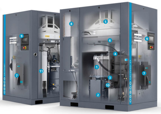 GA 75L VSD + Atlas sekrup kompresor udara 75kw Minyak disuntikkan